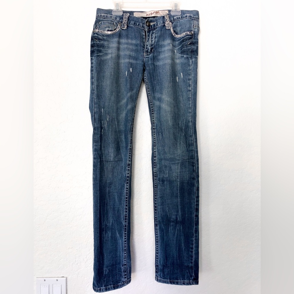 Anama Original Brazilian Low-Rise Jeans with lace and fabric details